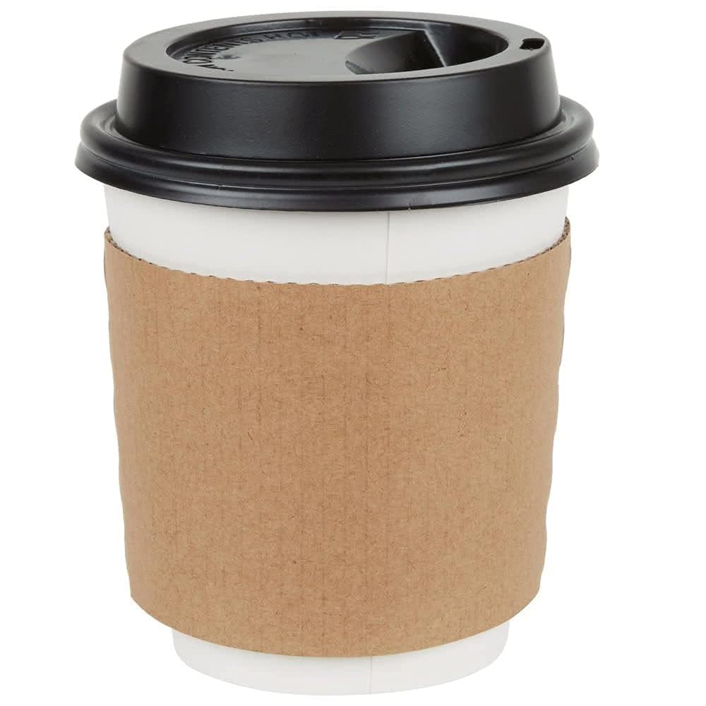 Perfectware Coffee Cup Sleeves 10-20oz 500pk. Eco-Friendly, Earth-Friendly Disposable Cardboard Sleeves, For Hot Drinks. Fits 10 12 16 20 Ounce Togo Paper Cups., Brown, large