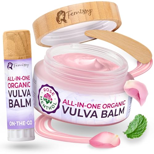 Vulva Balm Moisturizing Vaginal Cream with Menthol; Natural Yoni Cream for Feminine Health; Intimate Vulva Care for Redness Relief; Vaginal Dryness Menopause Cream External usage (2 pcs: 2 + 0.5 oz)
