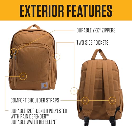 Carhartt 25L Classic Backpack, Durable Water-Resistant Pack W/ 15" Laptop Sleeve and Multiple Organizational Compartments, Black, PFAS Free