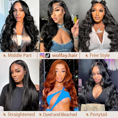 28 Inch Body Wave Lace Front Wigs Human Hair Pre Plucked 180 Density HD Transparent Lace 13x6 Frontal Wigs with Baby Hair Natural Hairline Gluesless Human Hair Wigs for Women