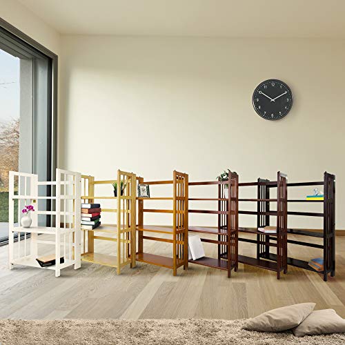 Casual Home 3 Shelf Folding Stackable Bookcase, 27.5" Wide, Espresso
