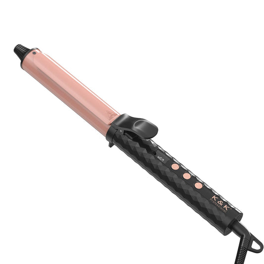 1.25 Inch MCH Ceramic Curling Iron with 6.2-Inch Barrel, Adjustable Temperature, LED Display, and Dual Voltage for Long Hair - Professional Curling Wand with Instant Heat up to 450°F