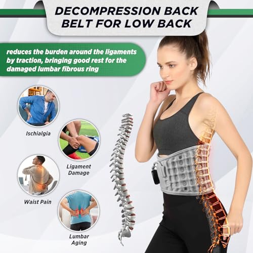 ERHIVORA Decompression Back Belt with Red Light Heating and Massage, Back Reliever, Inflatable Back Brace for Spinal Lumbar Woman Men Heating Pad