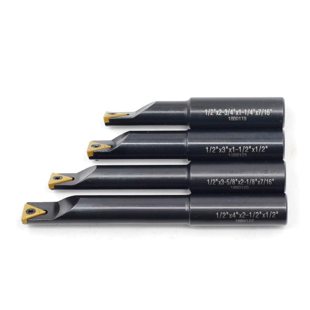 OSCARBIDE 1/2"Round Shank Boring Bar Set,90 Degree with Indexable Carbide Inserts TCMT21.51(TCMT110204),4 Pieces/Set