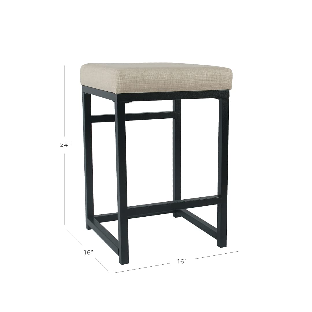 Homepop Home Decor | Modern 24-Inch Counter Stool | Backless Metal Frame Bar Stools Counter Height | Decorative Home Furniture, Natural