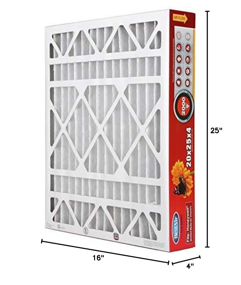 BestAir HW1625-11R AC Furnace Air Filter, 16" x 25" x 4", MERV 11, Removes Allergens & Contaminants, Fits 100%, For Honeywell Models, Pack of 3