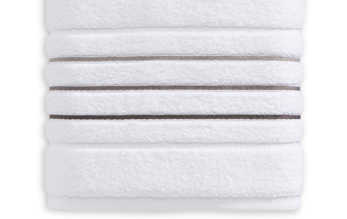 Bath Towels Set for Bathroom – Luxury 6-Piece Cotton Towels, Soft Absorbent & Quick Dry, 600 GSM Bath Towels for Bathroom, Hotel Spa Quality (2 Bath, 2 Hand, 2 Washcloths, White Taupe Brown Stripe)