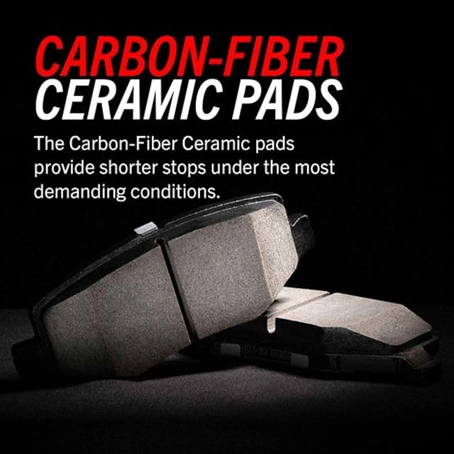 PowerStop Rear Brake Pads For Cadillac ATS 2016-19 |Chevrolet Camaro 2016-20 |Corvette 2014-19 |Ford Mustang 2016-20 - Z26 Carbon-Fiber Ceramic Brake Pads With Installation Hardware, Z26-1718