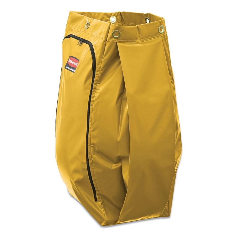Rubbermaid Commercial High Capacity Vinyl Janitorial Cleaning Cart Bag Waste/Trash/Laundry/Linen Collection for Restraurant/Café/Office/School/Motel/Facility 34 Gallon Yellow
