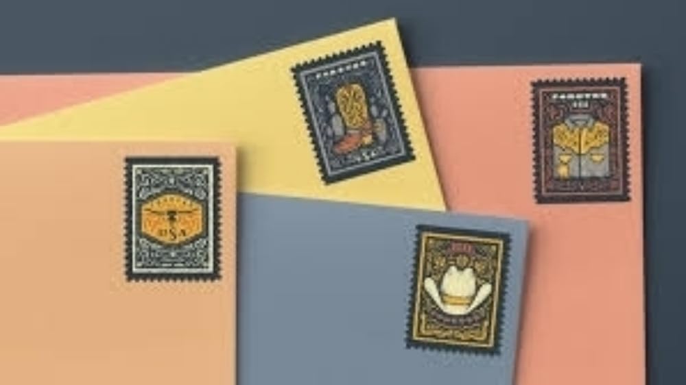 USPS Western Wear (Cowboy Hat, Belt Buckle, Cowboy Boot with Spur, Western Shirt) (Booklet of 20) Postage Forever Stamps 2021 Scott #5615-5618