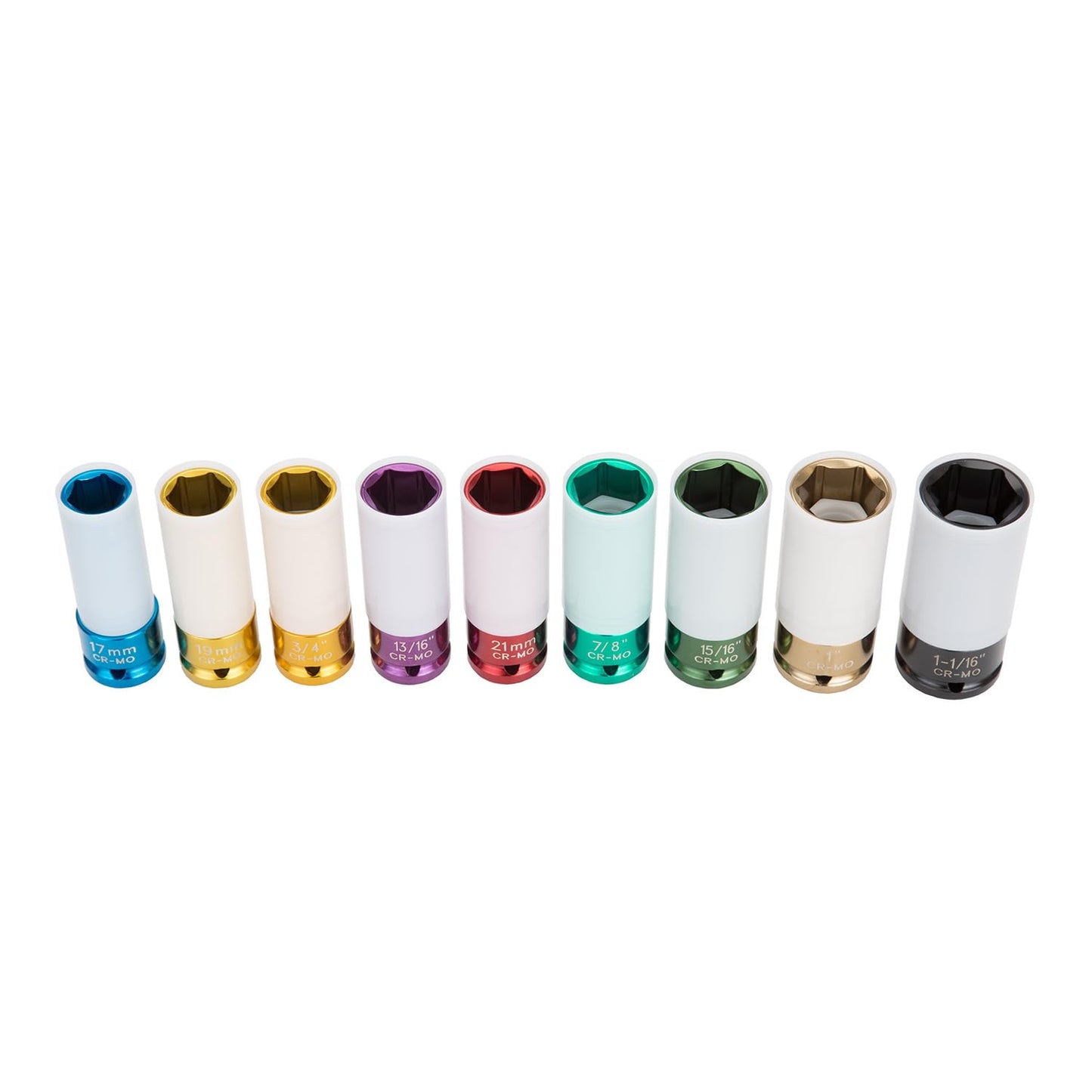 OEMTOOLS 24224 9 Piece 1/2" Drive Wheel Protector Impact Socket Set, Extra Thin Wall Socket Set, Keeps Lug Nuts and Wheels Protected, SAE & Metric Sockets