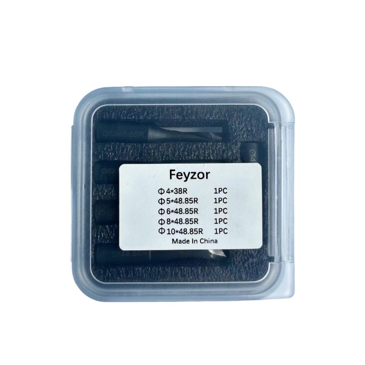 Solid Carbide Bit Set for Domino Jointing Machine, 5 Pieces, 4mm-10mm Cutting Diameters, Black PTFE Coating