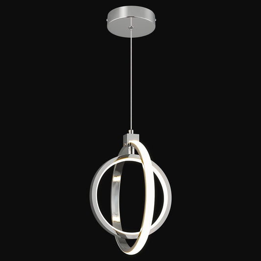 BNHHLZ Modern LED Chandelier Chrome Ring Pendant Light Fixtures 4000K Dimmable Height Adjustable Pendant Lighting for Dining Room Kitchen Island Bedroom Living Room Foyer（1-Pack）…