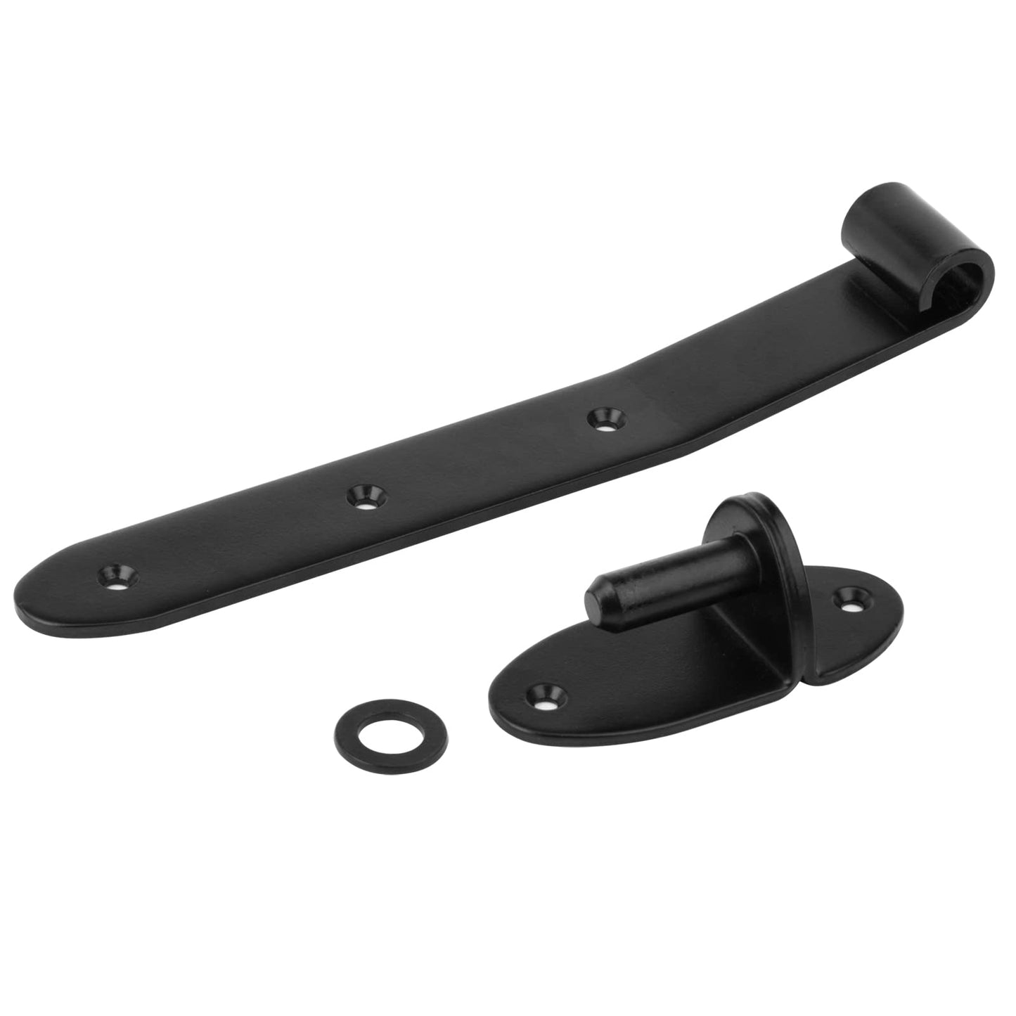 MOUNTAIN_ARK 4 Pack 12" Black Strap Gate Hinges, Heavy Duty T Shape Cranked Band Lift Off Door Hinge for Shed Barn Fence with Removeable Pin, 3/16" Thick