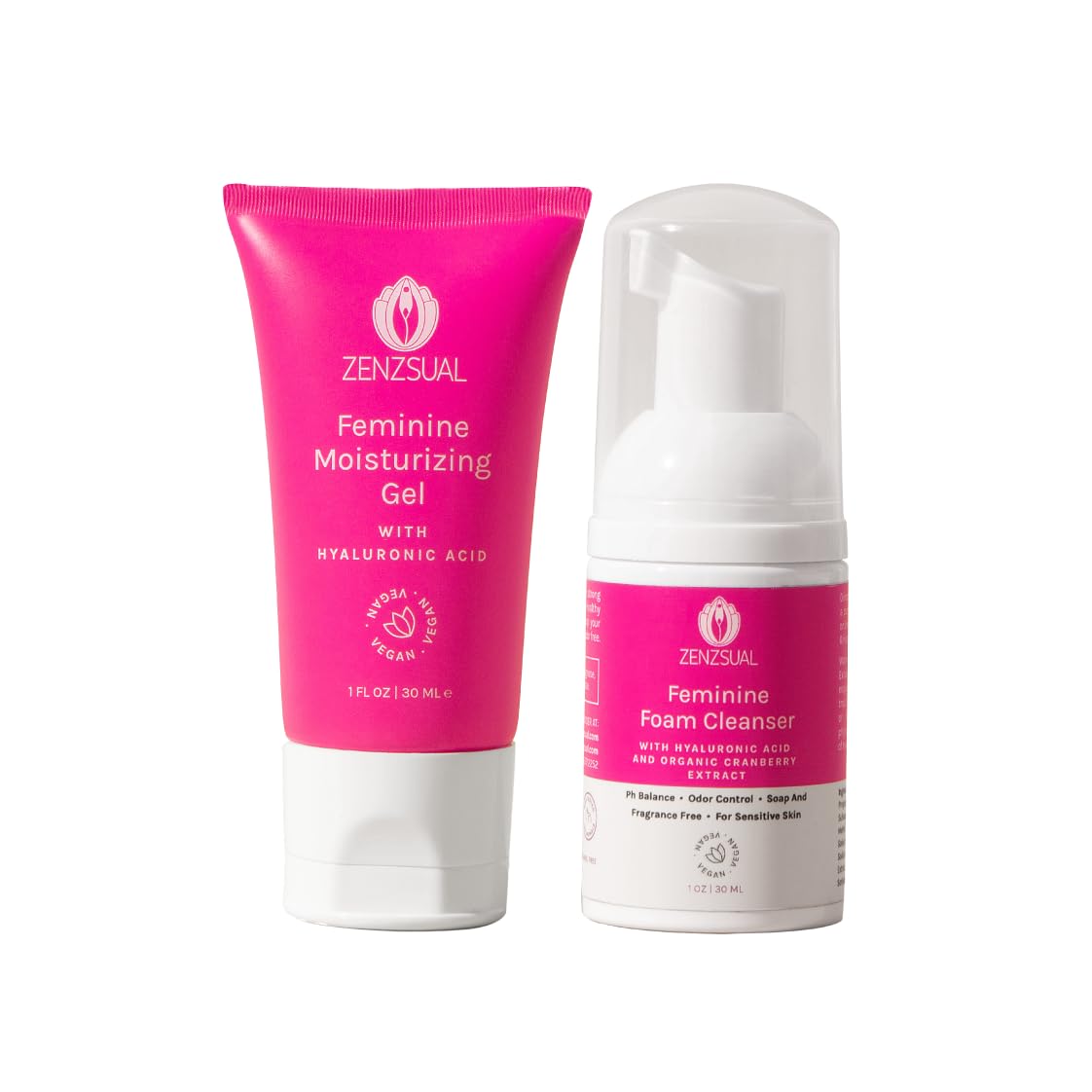 ZENZSUAL Feminine Foam Cleanser + Gel with Hyaluronic Acid (1 Oz. ea.)
