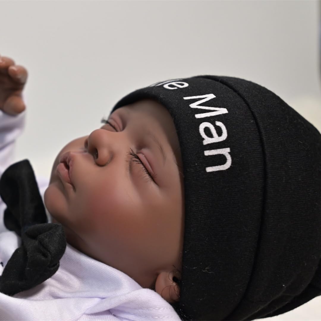 GYCV Realistic Reborn Baby Dolls Black Boy - 19 Inch Lifelike Newborn Baby Dolls Boy Soft Cloth Body Baby Dolls African American Real Life Baby Dolls with Feeding Accessories for Kids Ages 3+
