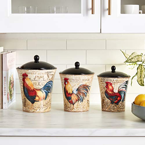 Certified International 23656 Gilded Rooster Canister Set (3 Piece), One Size, Multicolor