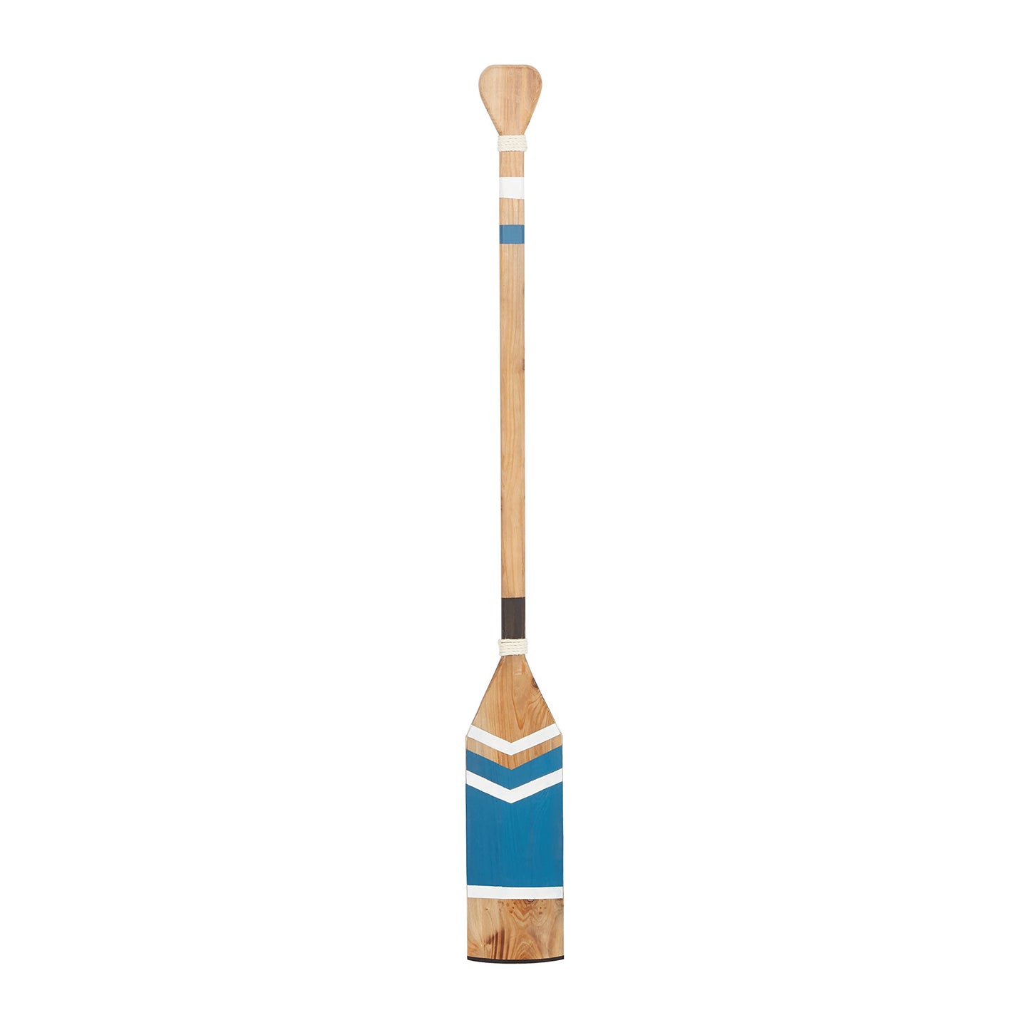 Deco 79 Wood Paddle Home Wall Decor Novelty Canoe Oar Wall Sculpture with Arrow Design and Rope Detail, Wall Art 7" x 2" x 58", Blue