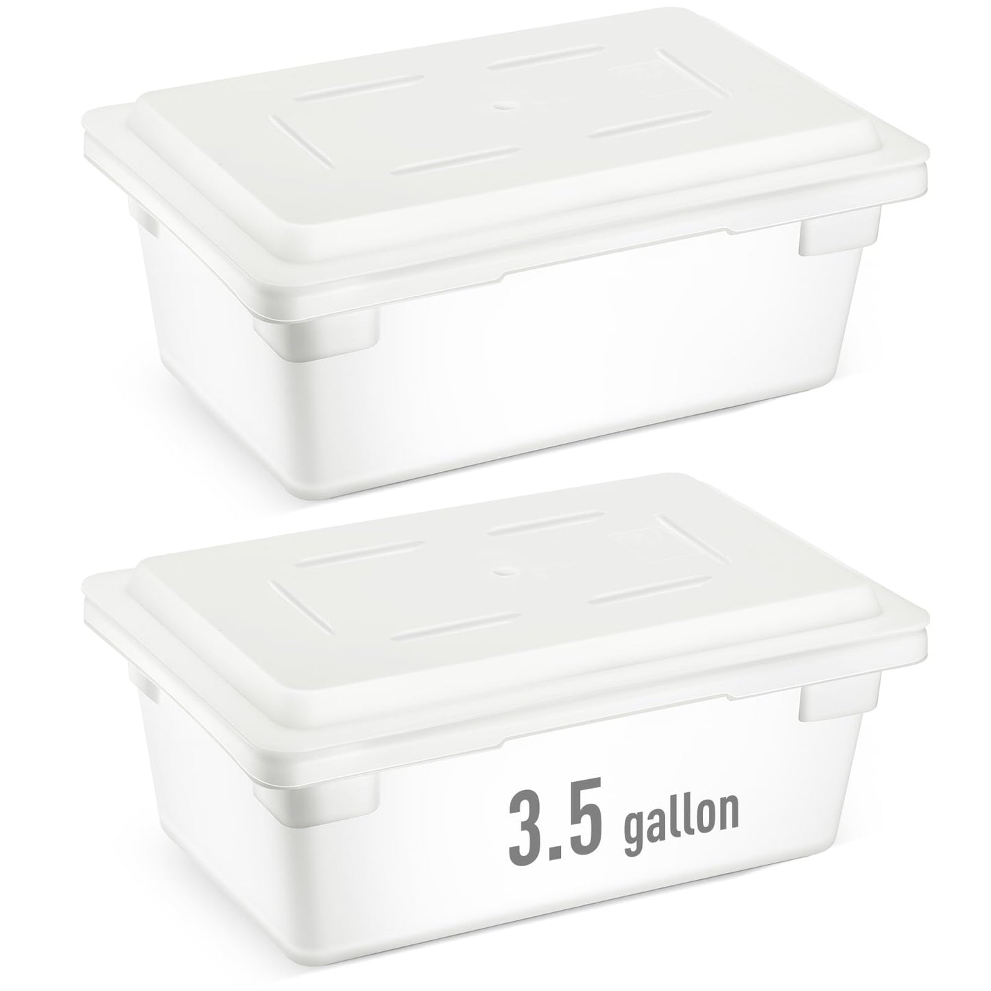 Barydat 2 Pack Food Storage Box Tote, Freezer and Dishwasher Safe Commercial Food Storage Containers Bins with Lids for Fruits Vegetables Grains Home Organization, White (3.5 Gallon)