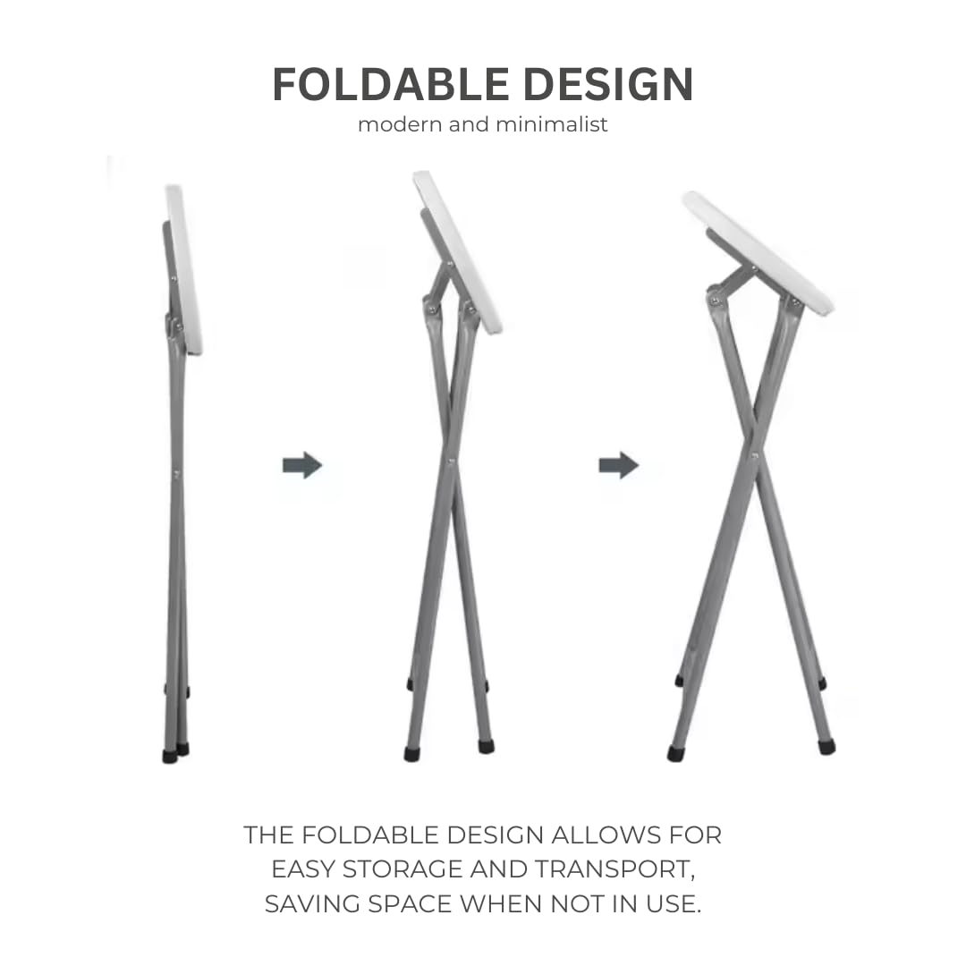 30 Inch Tall Folding Stool Chair | Heavy Duty Plastic Stool Chair | Portable Foldable Bar Height Stools with Handle for Indoor & Outdoor | Bar Stools with Footrest | 300lbs Capacity | White (1)