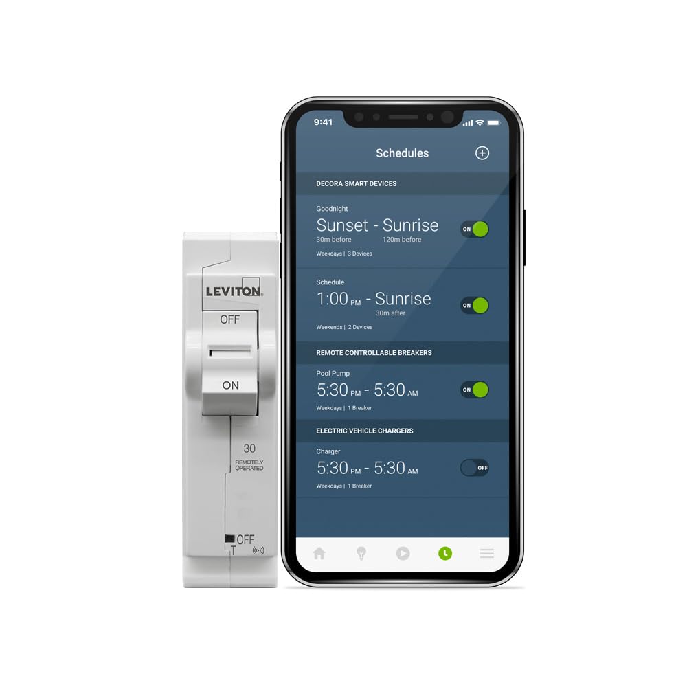 Leviton LB130-ST 2nd Gen Smart Circuit Breaker with Remote Control, Standard, 1-Pole 30 Amp, 120-Volt, 10kA Interrupt Rating