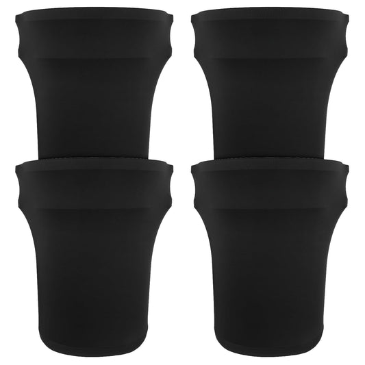BSTKEY 44 Gallon Stretch Spandex Trash Can Cover, 4 Pack Outdoor Fitted Waste Container Cover Round Garbage Can Covers for Wedding Party Commercial Fundraiser Decor, Without Trash Can (Black)