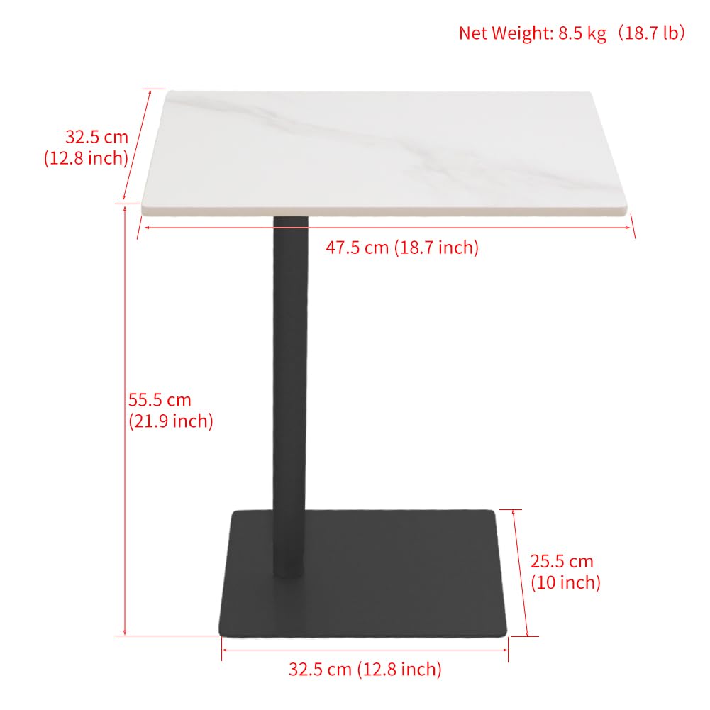 Cre Cra Marble Top Metal Gold C Shaped End Table Modern Sofa End Coffee Tray Side Desk for Couch Living Room Bedroom Black