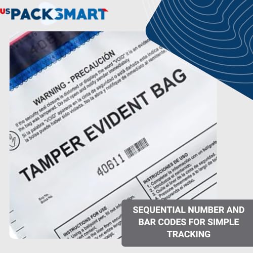 USPACKSMART 12”x16" Opaque Plastic Deposit Bags with Security Tape Tamper Evident - Secure Bank Deposits, Cash Handling, & Currency Transport | Self-Sealing Tape with Hidden Graphics | 100-Pack