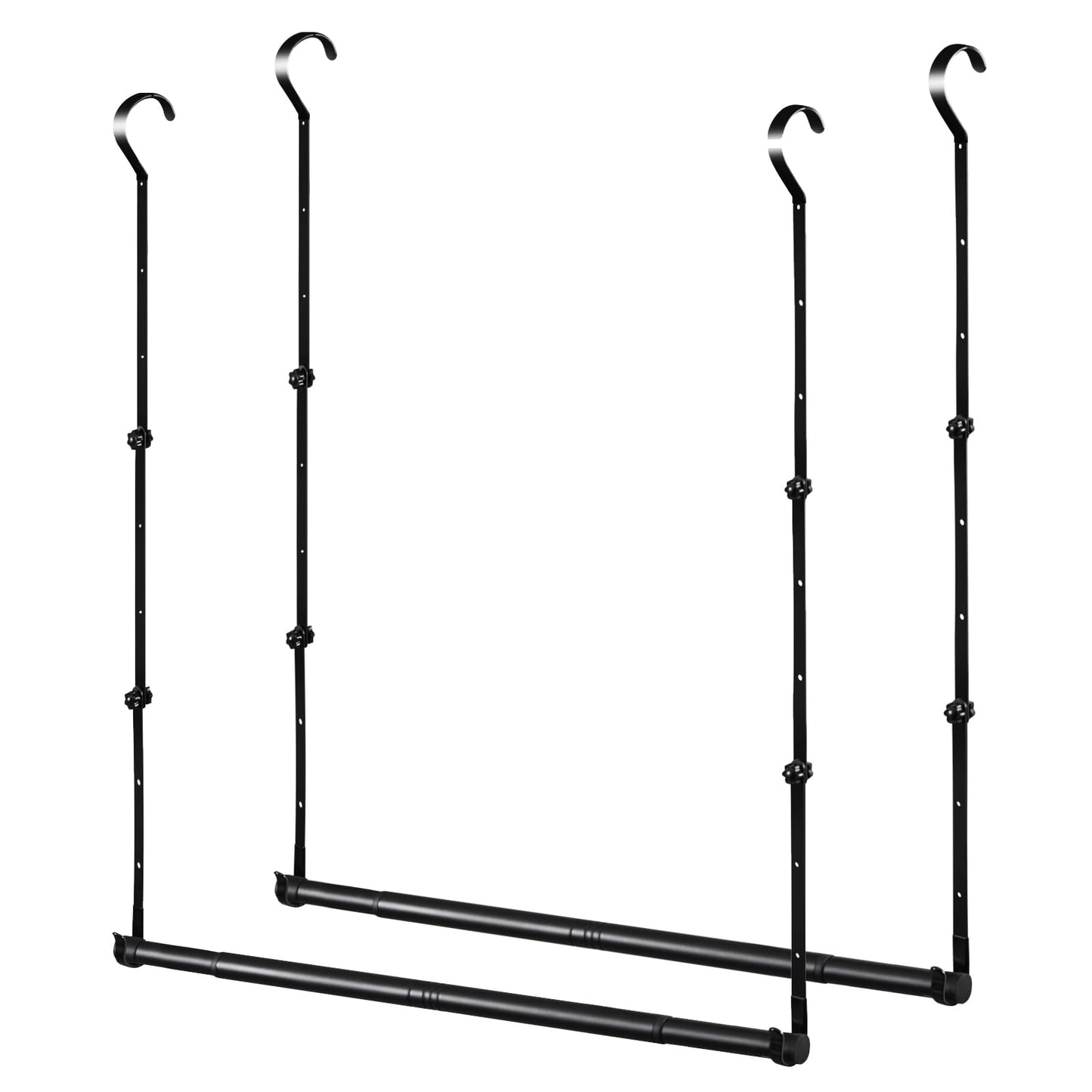 Adjustable Closet Rods for Hanging Clothes 2 Pack Heavy Duty Closet Extender Hanging Rod Double Hanging Closet Bar Space-Saving Closet Lower Extender for Clothing Organizer
