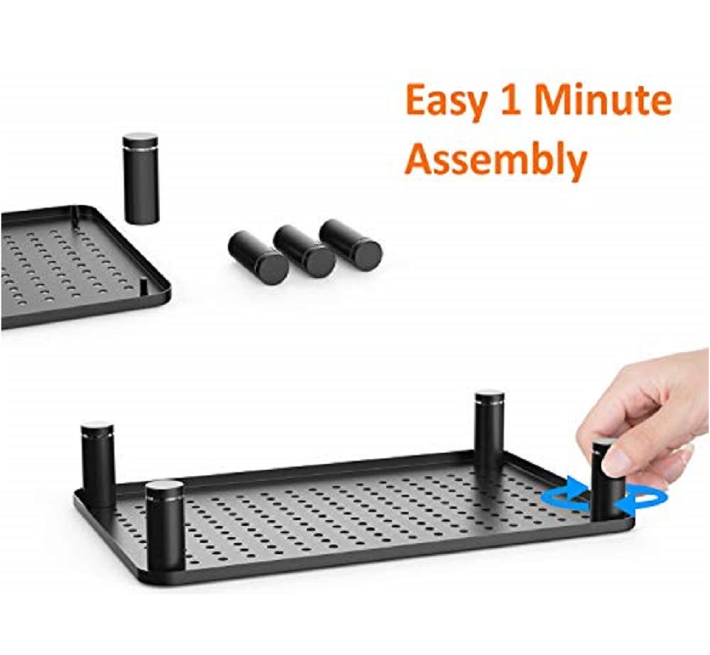 Husky Mounts 2-Pack Monitor Riser Laptop Stand, Adjustable Legs, Stackable, 14.5" x 9.25" x 3.25" Max Height, Matte Black Steel-Black.