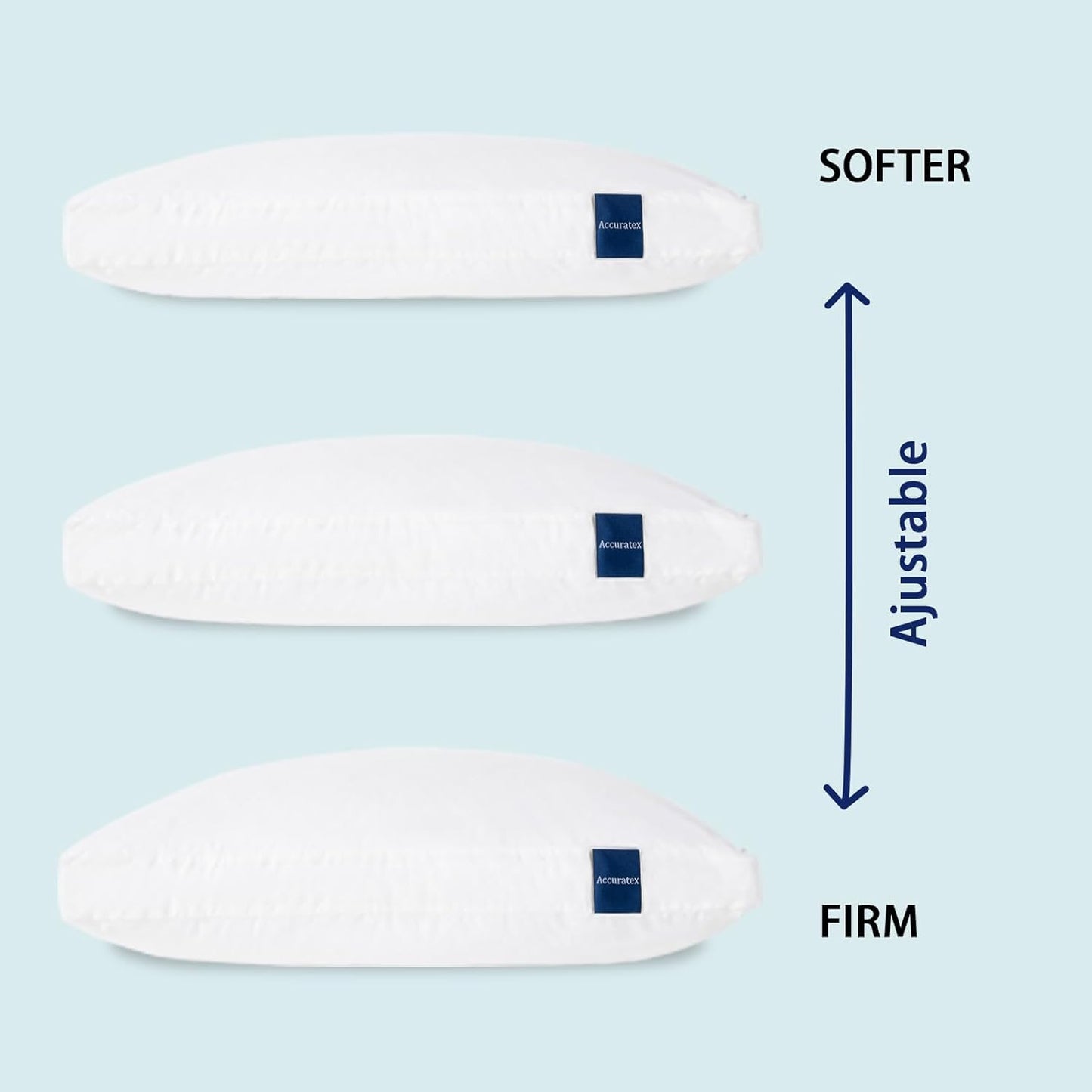 ACCURATEX Hybrid Pillow for Sleeping, Adjustable Shredded Memory Foam Pillow Core with Fluffy Down Alternative Fill Removable Cotton Cover,for Side,Back,Stomach Sleepers,King Size, 1 Pack