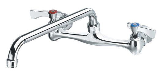 Krowne 12-812L 8" Silver Series Low Lead Wall Mount Faucet with 12" Swing Spout | Commercial Kitchen Bar Sink Accessory for Restaurant Catering | 1.8 GPM | 2"W x 12"D x 18"H, Chrome-Plated Brass, NSF