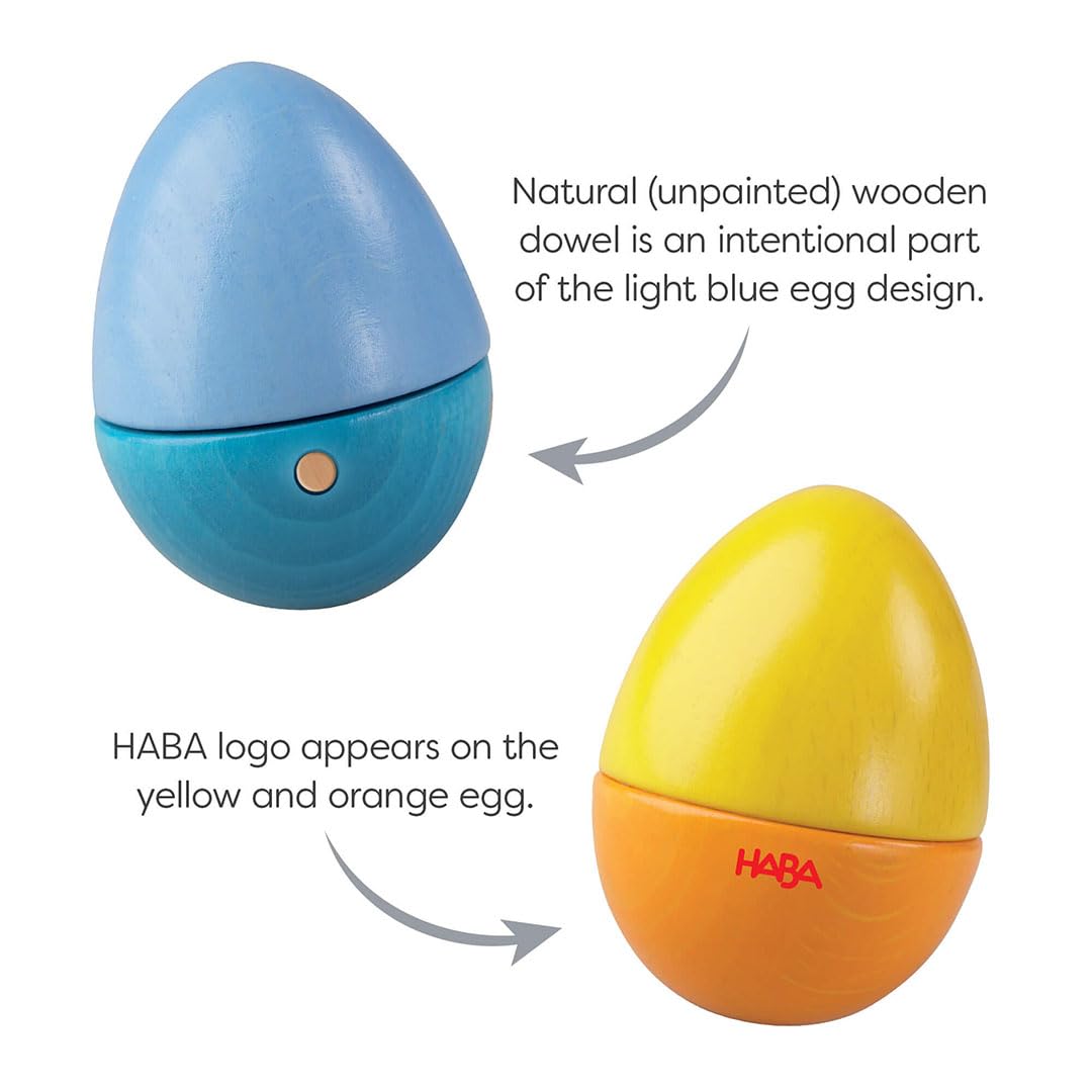 HABA Musical Eggs - 5 Wooden Eggs with Acoustic Sounds, Made in Germany, Kids Musical Instruments, Montessori Toys, Learning Toys & Music Play 2 yrs+