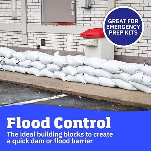 DURASACK Heavy Duty Sand Bags with Tie Strings Empty Woven Polypropylene Sand-Bags for Flood Control with 1600 Hours of UV Protection, 50 lbs Capacity, 14x26 inches, White, Pack of 100