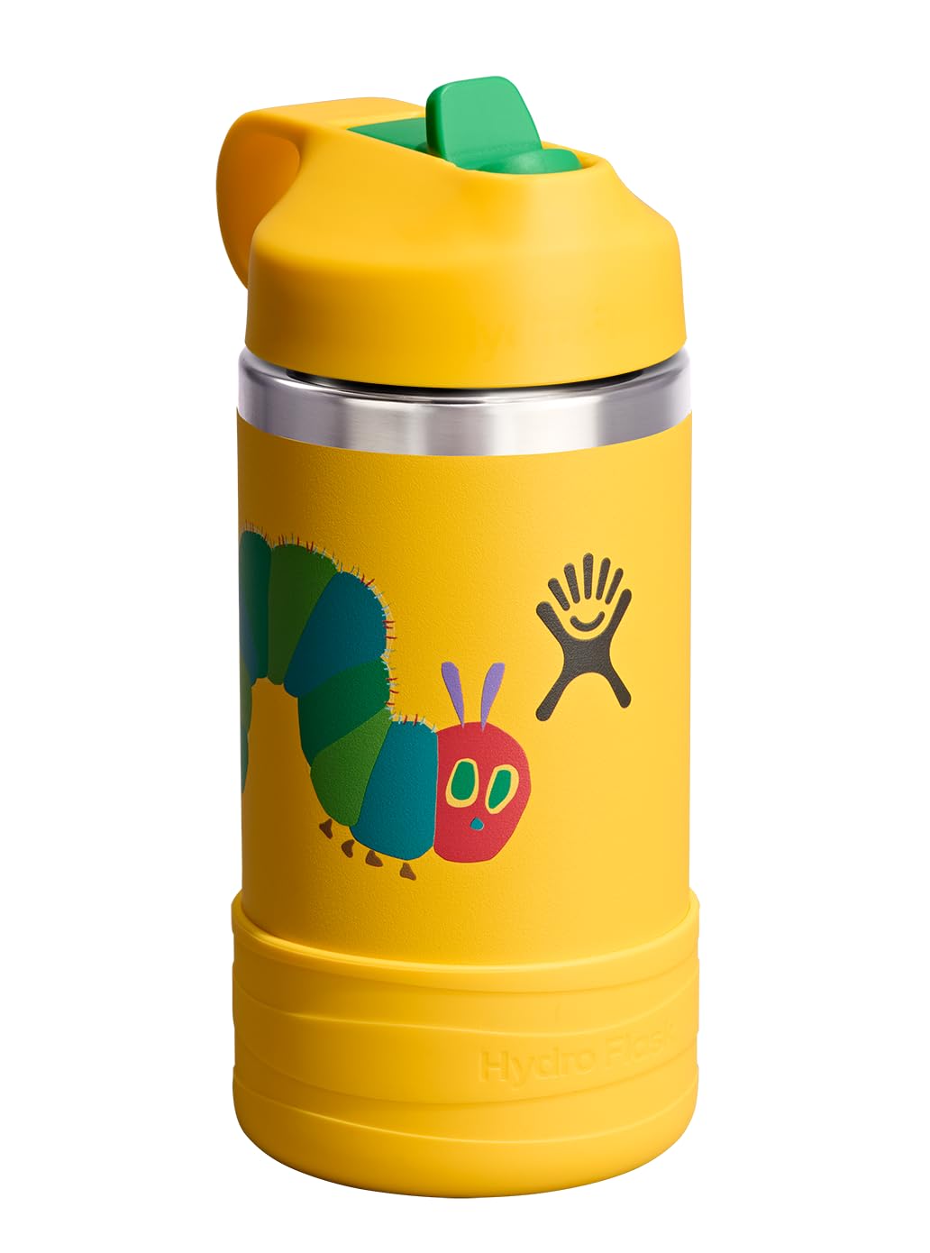 Hydro Flask Kids Water Bottle for School - Stainless Steel and Insulated with Straw Cap - 12 Oz World of Eric Carle Caterpillar Yellow