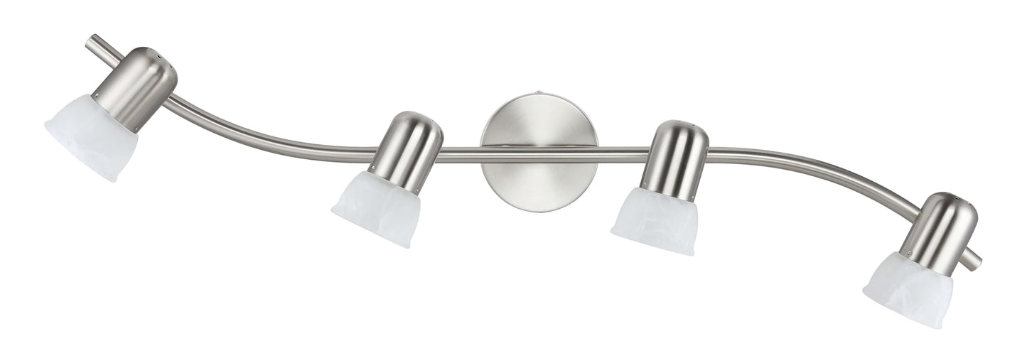 XiNBEi Lighting Track Lighting, 4 Light S-Shaped Track Light Bar with Glass, Modern Kitchen Ceiling Light Bar Brushed Nickel XB-TR1238-4-BN