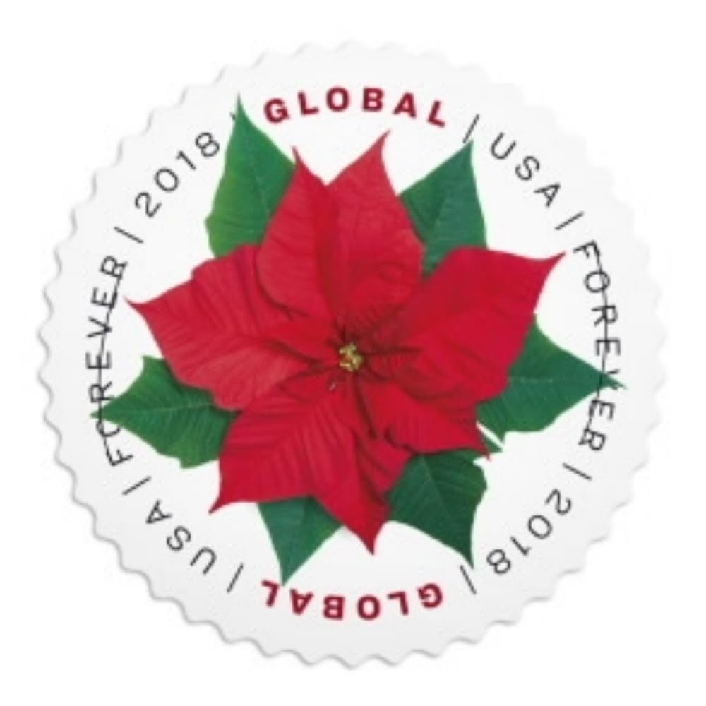 Global Poinsettia 2 Sheets of 10 International First Class Forever US Postage Stamps Mail Holiday Celebration Flower (20 stamps)