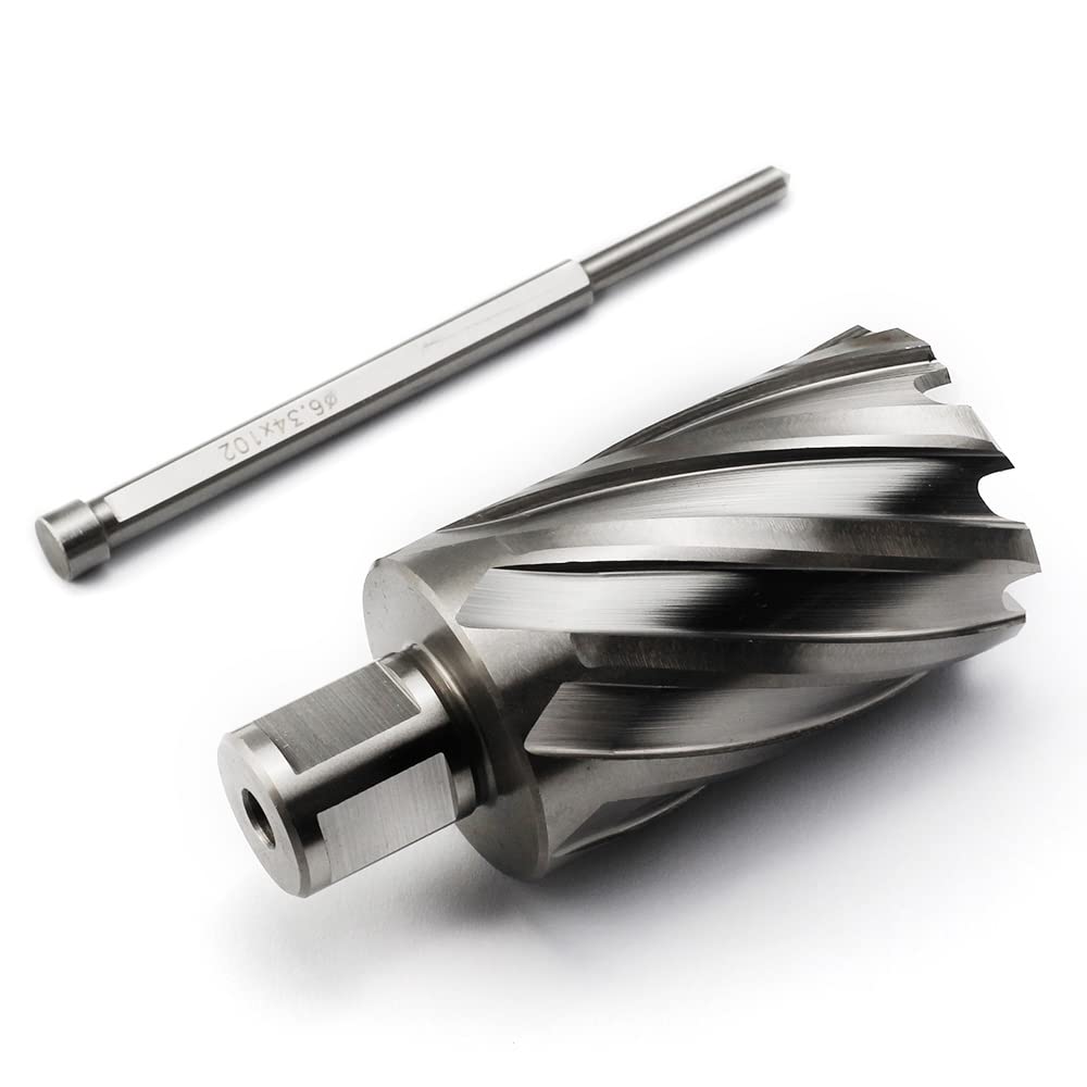 OSCARBIDE Annular Cutter 1-1/2 inch Cutting Diameter 2 inch Depth of Cut,3/4 inch Weldon Shank 2 Flat Mag Drill Bit with Pilot Pin for Magnetic Drill Press,1 Piece