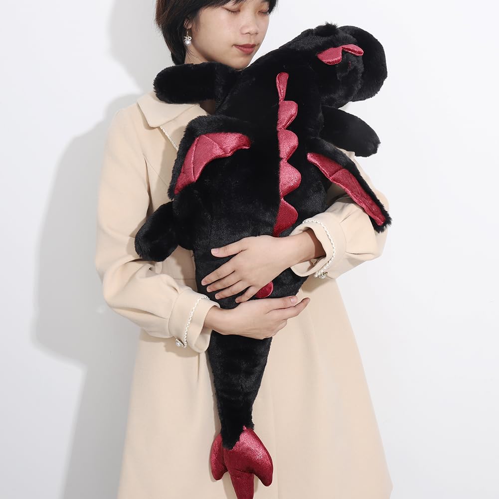 Weighted Stuffed Animals 35.4" 5Lbs, Soft and Sturdy Weighted Dragon Plush for Kids and Adults, Medium Black Dragon Stuffed Animal