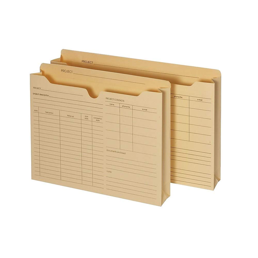 Staples Reinforced Pre‑Printed File Jackets, Letter Size, 2‑Inch Expansion, Manila, Durable Indexed Filing – 50/Box