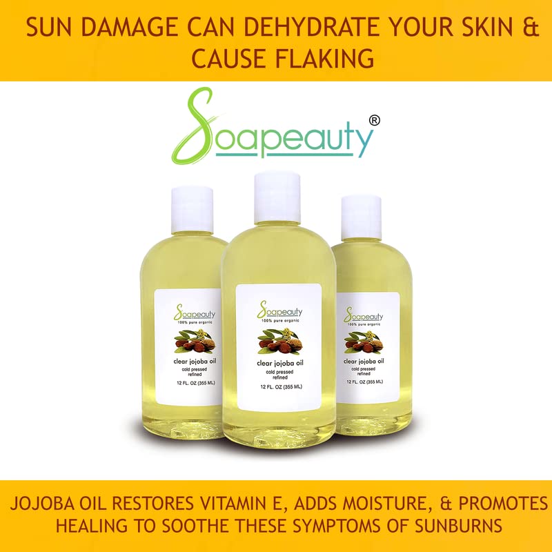 Soapeauty Clear Jojoba Oil | 100% Pure & Natural | Refined, Cold Pressed, Hexane Free | Moisturizing Oil for Skin, Face, Hair & Nails | 32 fl oz