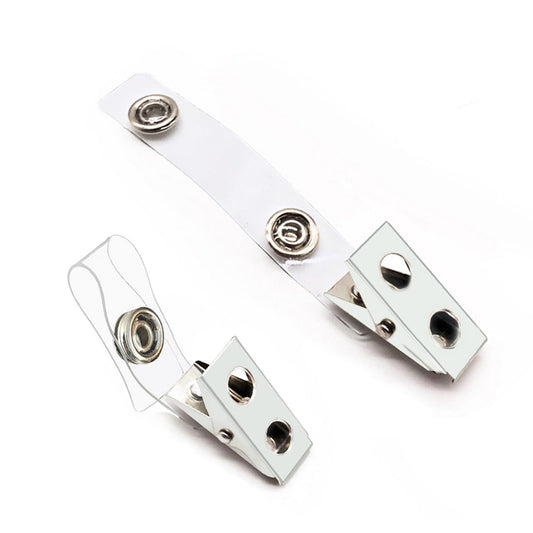 400Pcs Premium Metal Badge Clips with Clear PVC Straps for ID Cards, Badge Holders, Name Tags, Work Badges