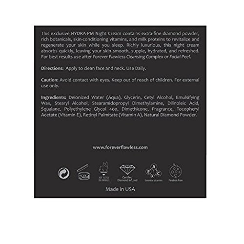 Forever Flawless HYDRA-PM Night Cream - Infused with Vitamins and 100% Natural Diamond Powder - Anti-Aging Anti-Wrinkle Face Cream for Men and Women - White Diamond Collection FF15, (1.76 oz)