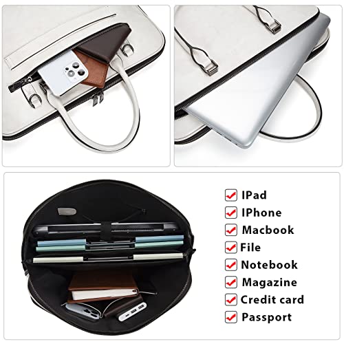 Laptop Messenger briefcase shoulder bag: Genuine Leather men 13 14 inch macbook case women work tote handbag Black