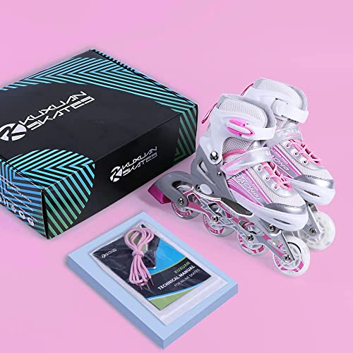 Kuxuan Inline Skates Adjustable for Kids,Girls Skates with All Wheels Light up,Fun Illuminating for Girls and Ladies