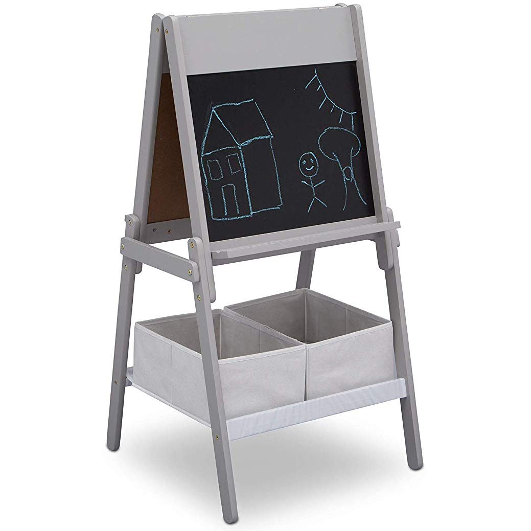 Delta Children My Size Double-Sided Storage Easel, Grey