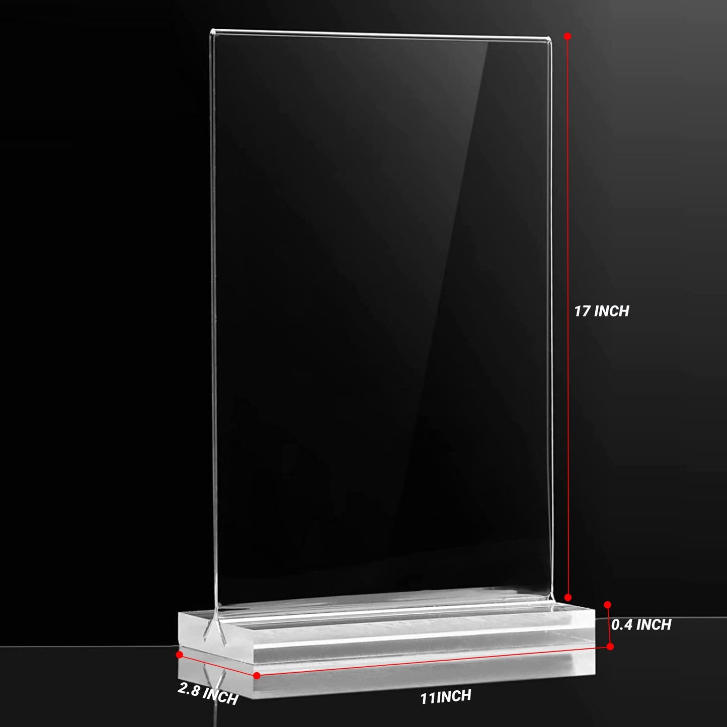 4 Pack 11 x 17 Inches Large Acrylic Sign Holder Clear T Shaped Sign Holder Table Photo Menu Display Stand Double Sided Picture Flyer Sign Holder for Office Store Restaurant (4, 11 x 17 Inches)