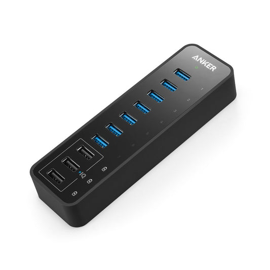 Anker USB Hub, USB 3.0 Hub, 10 Port 60W Data Hub, with 7 USB 3.0 Ports, 3 PowerIQ Charging Ports, Compatible with MacBook, iMac, Dell XPS, Surface Pro, iPhone, iPad Air, Galaxy Series, Mobile HDD