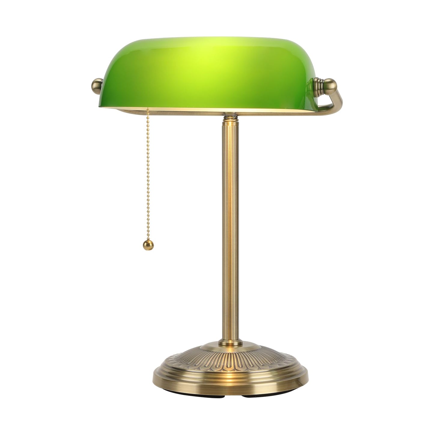 BNYFDC Bankers Lamp, Green Desk Lamp with Brass Finish, Classic Table Lamp with Pull Switch for Home, Office, Study (Green)