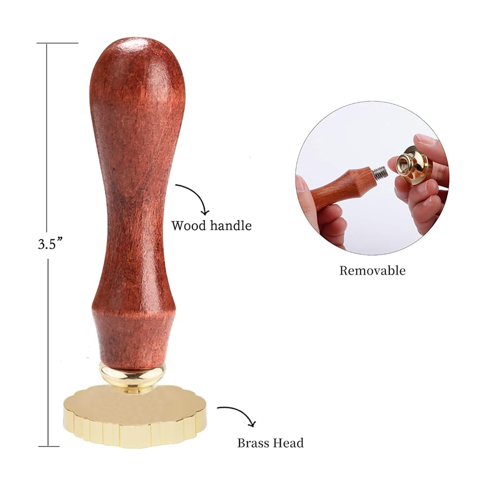 WUERLIN 6pcs Frame Wax Seal Stamp Kit Brass Wax Seal Head with 6pcs Removable Wood Handle Vintage Photo Frame Stamp Design for Wedding Invitations Sealing Letters Envelopes Diplomas Scrapbooking-Kit 2